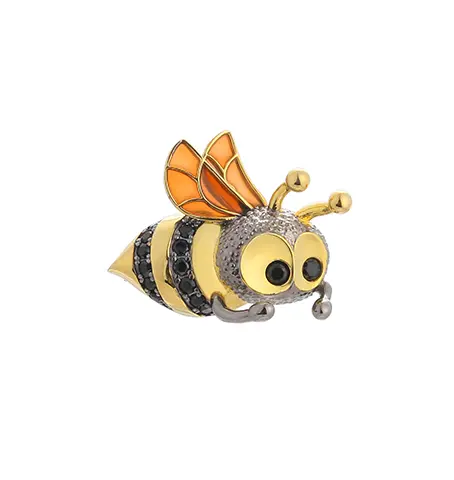 C00547 Broche de abeja esmaltada en plata de ley 925