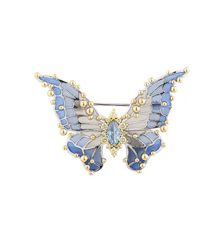 C00470A Broche de mariposa esmaltada en plata de ley 925