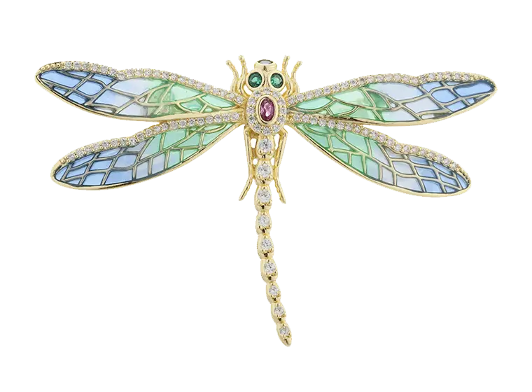 C00419 Broche de mariposa esmaltada en plata de ley 925