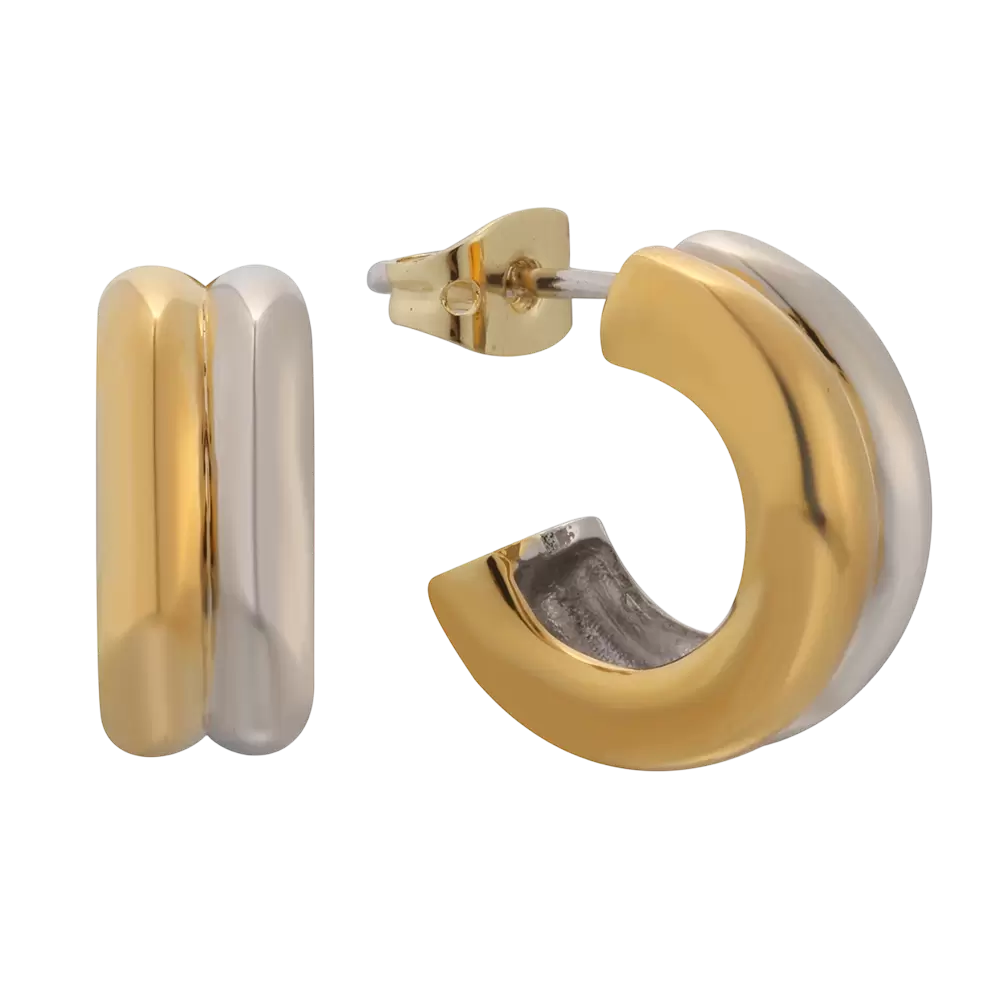 E04058K Pendiente bicolor de plata de ley 925