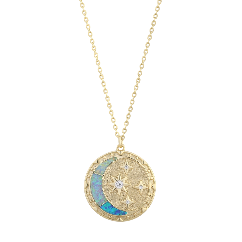 PLN03303 Collar de plata de ley 925 con &oacute;palo y circonita c&uacute;bica