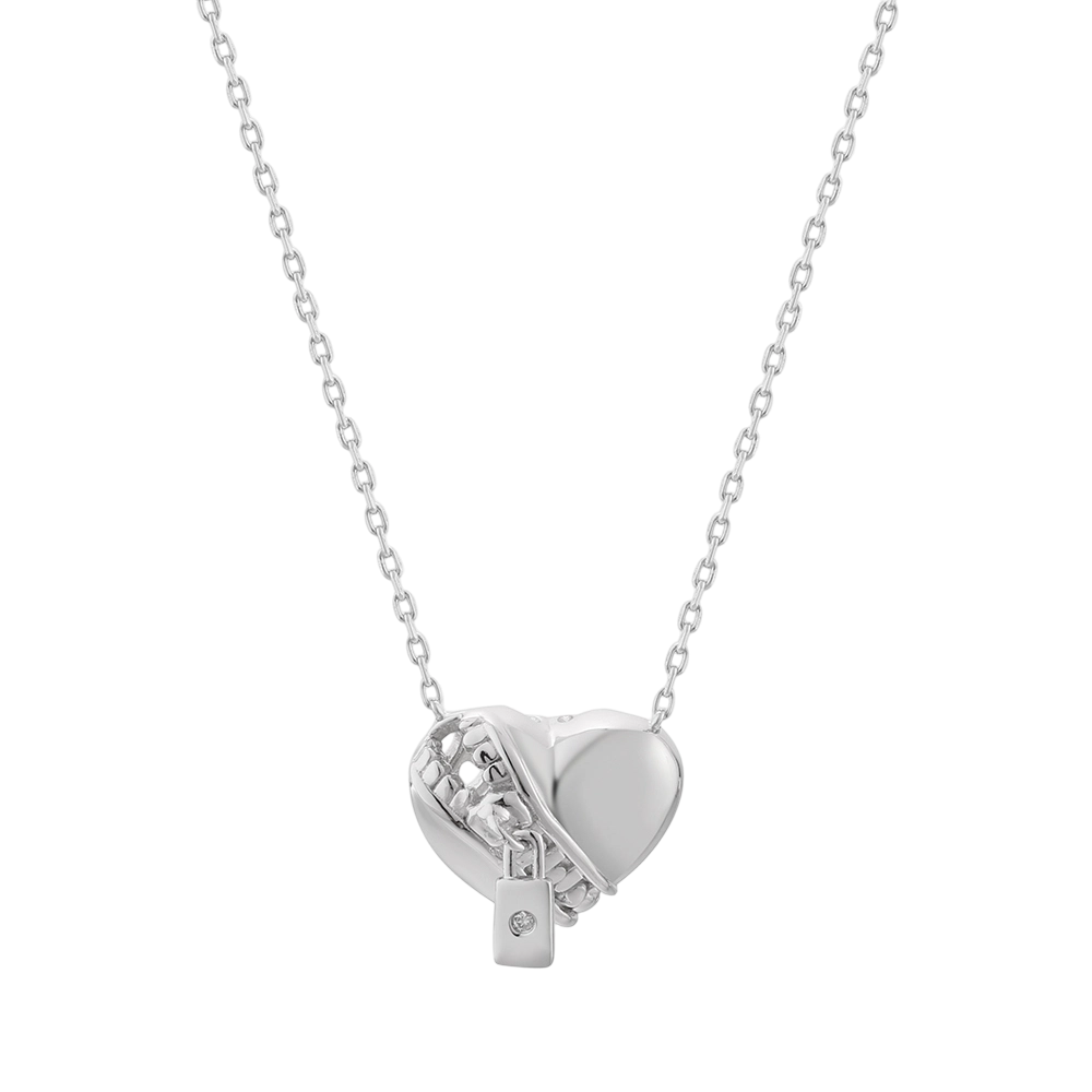 YN03506 Collar con coraz&oacute;n de plata de ley 925