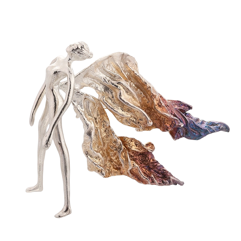 C00611 Broche de &aacute;ngel hecho a mano en plata de ley 925