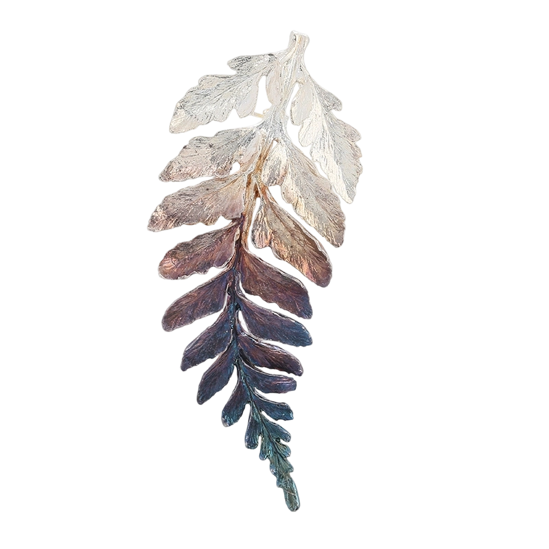 C00612 Broche artesanal de hoja de plata de ley 925