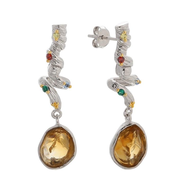 YE03624 Pendientes artesanales de plata de ley 925 con diseño de critina