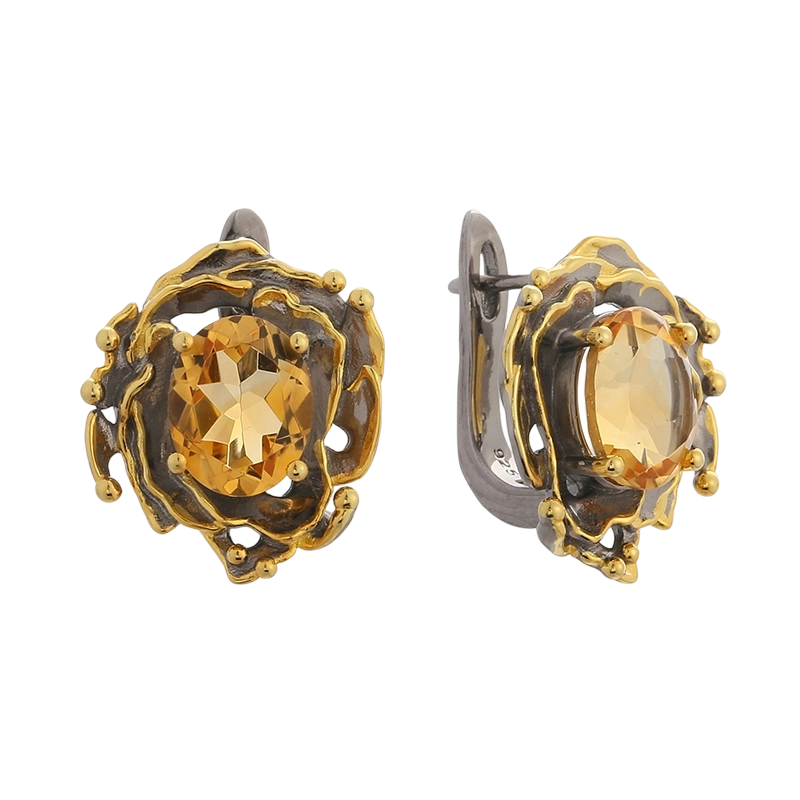 YE03635 Pendientes hechos a mano de plata de ley 925 con dise&ntilde;o de critina