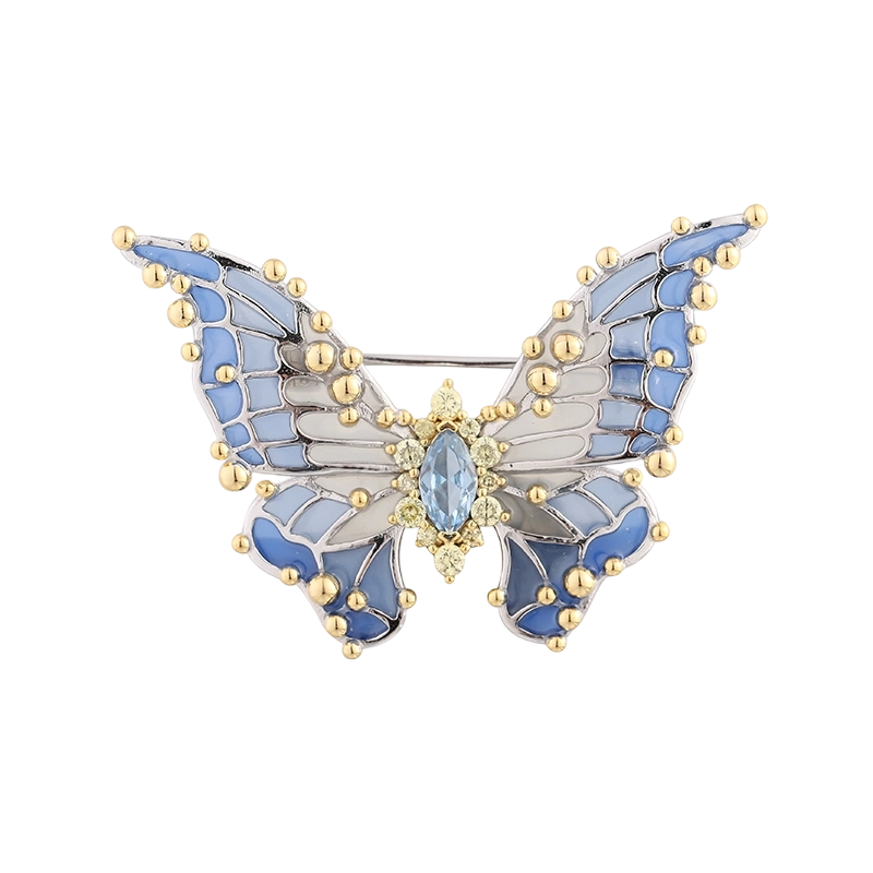 C00470A Broche de mariposa esmaltada en plata de ley 925