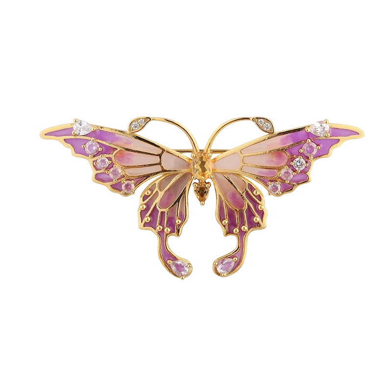 C00471 Broche de mariposa esmaltada en plata de ley 925