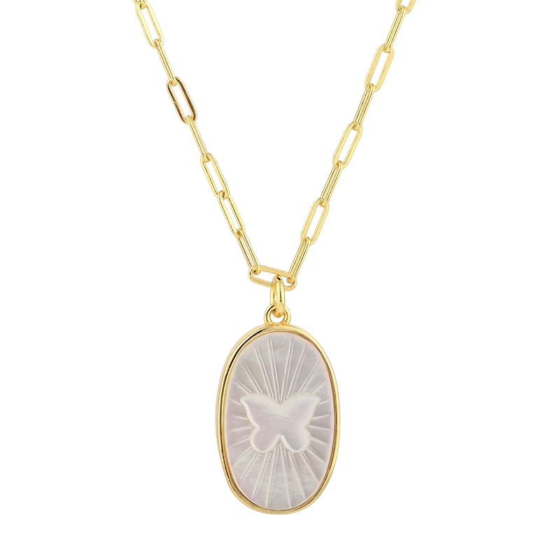 PLN03268 Collar de plata de ley 925 con n&aacute;car