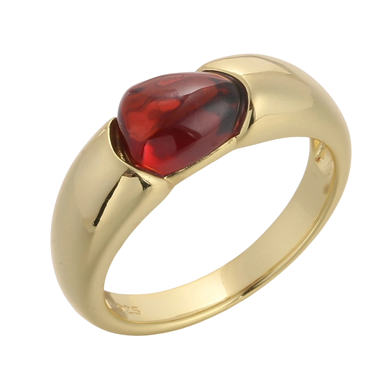 Anillo de granate de plata de ley 925 R04182A