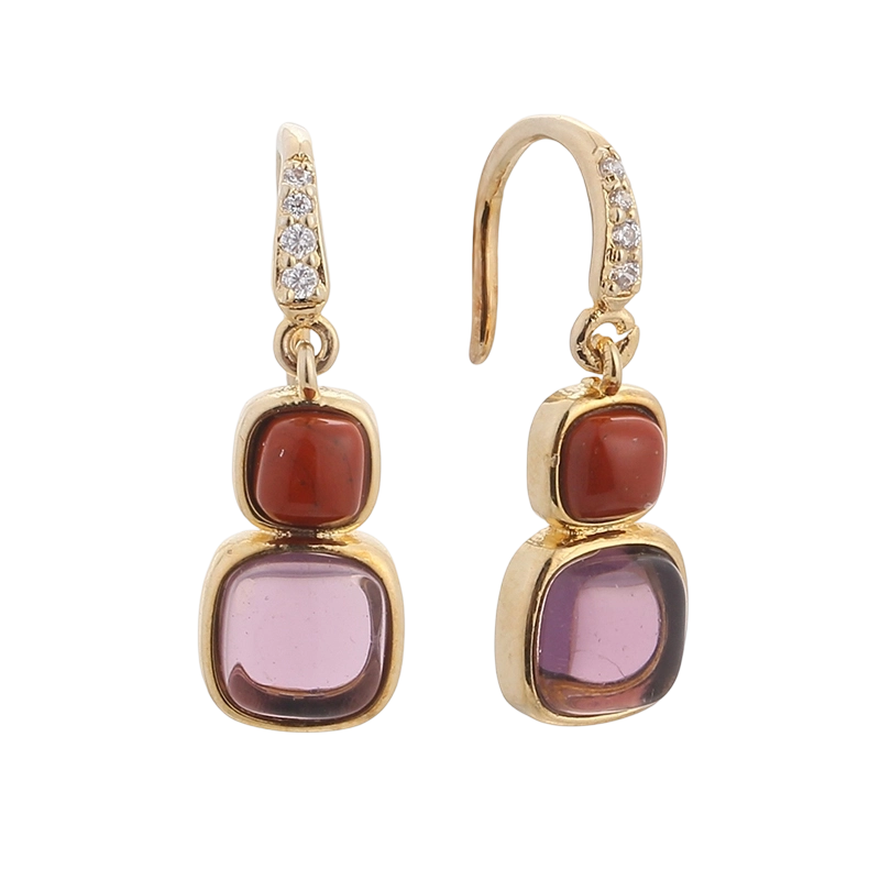 YE01818 Pendientes de plata de ley 925 con circonitas cúbicas y jaspe