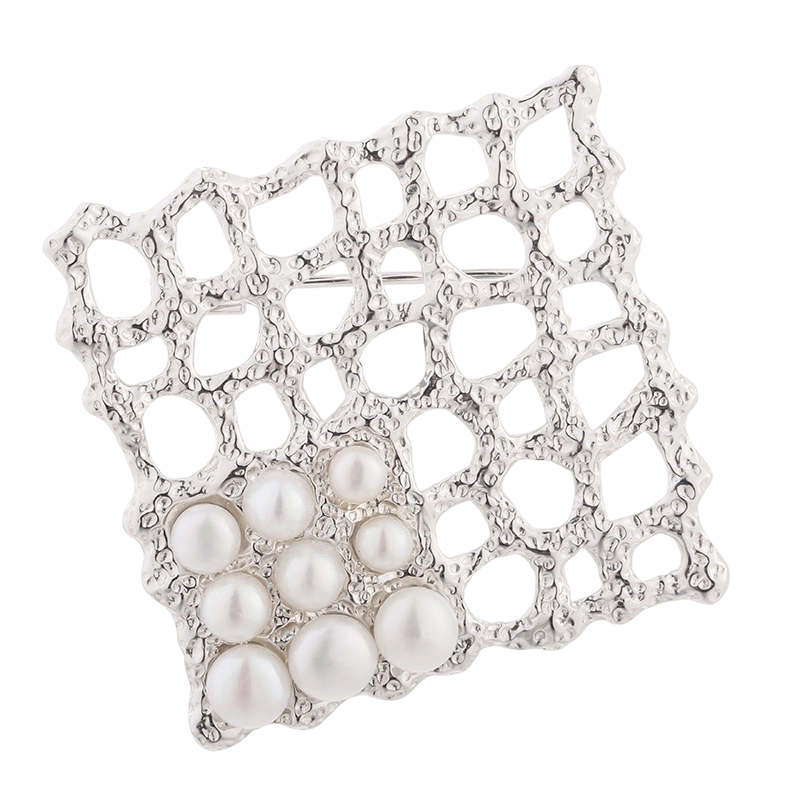 C00499 Broche de perlas de plata de ley 925