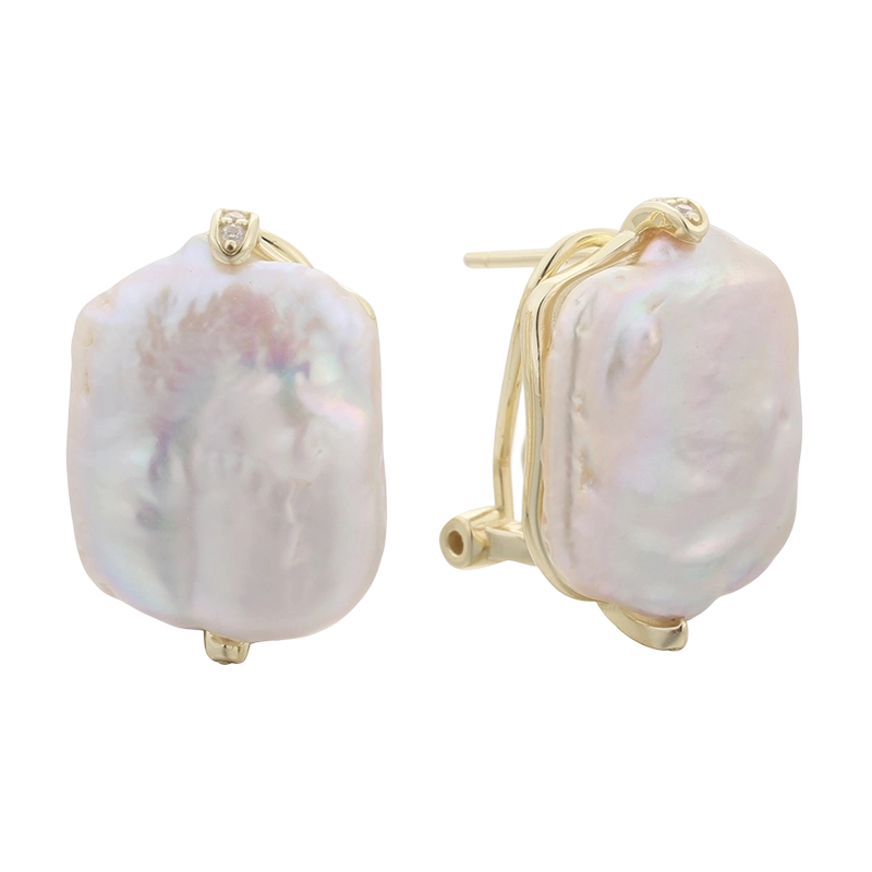 PLE07831 Pendiente barroco de perlas de plata de ley 925