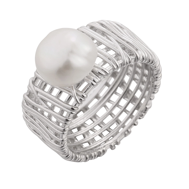 Anillo barroco de perlas de plata de ley 925 YR03378